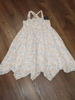NWT Girls Cynthia Rowley Blue White Bunnies Strappy Handkerchief Dress Easter 7